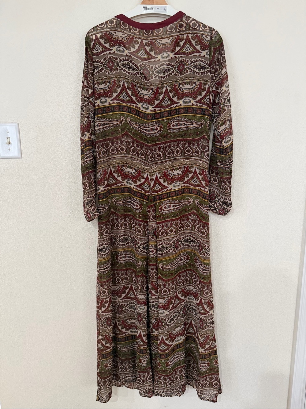 Aratta Burgundy Paisley Button-Front Maxi Dress Crown patch S - Picture 8 of 8